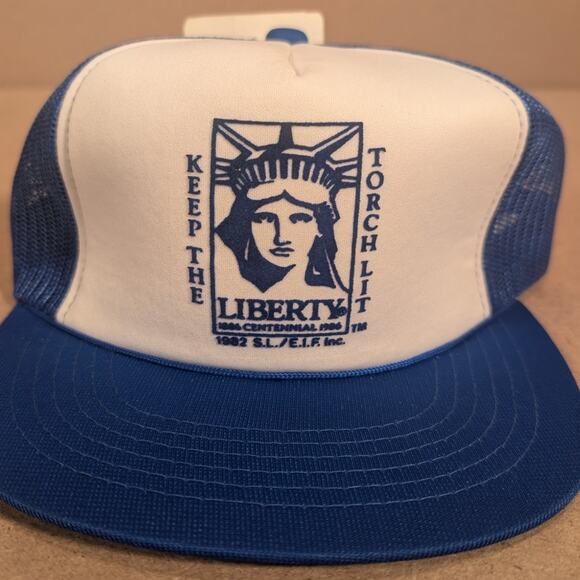 Vintage Statue of Liberty 1986 Centennial Snapback Trucker Hat NWT Blue White - Picture 2 of 8